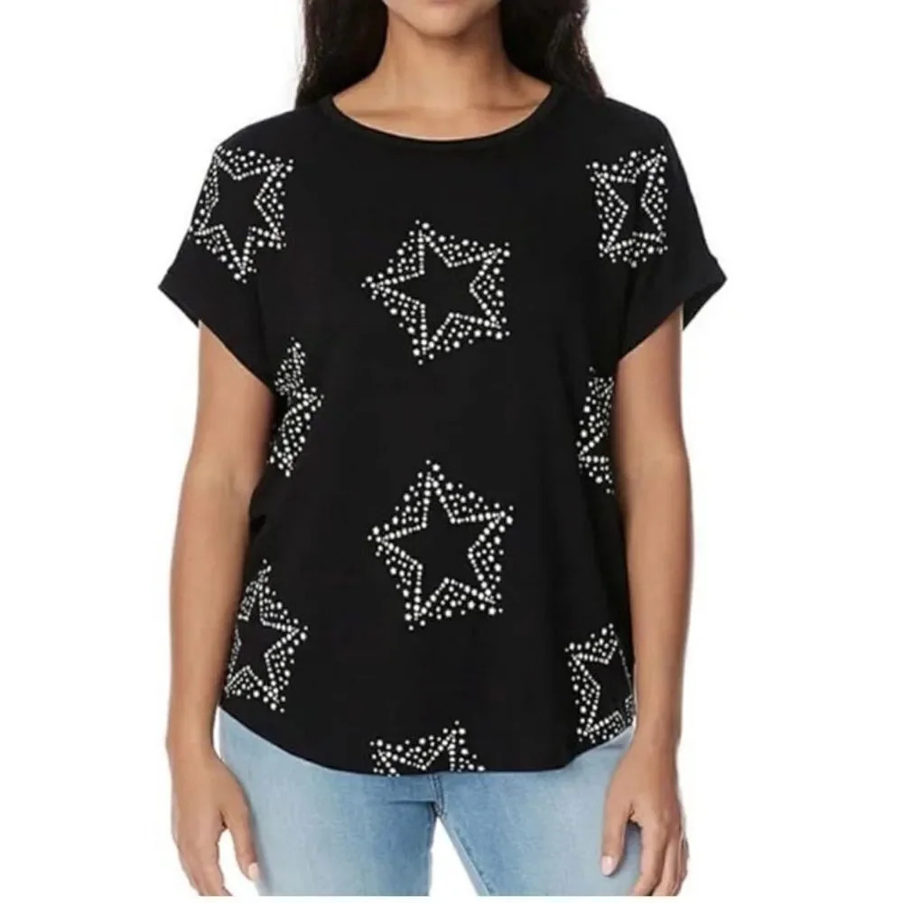 Buffalo BLACK SUPERSTAR SHORT SLEEVE CREW NECK KNIT TOP SZ Small